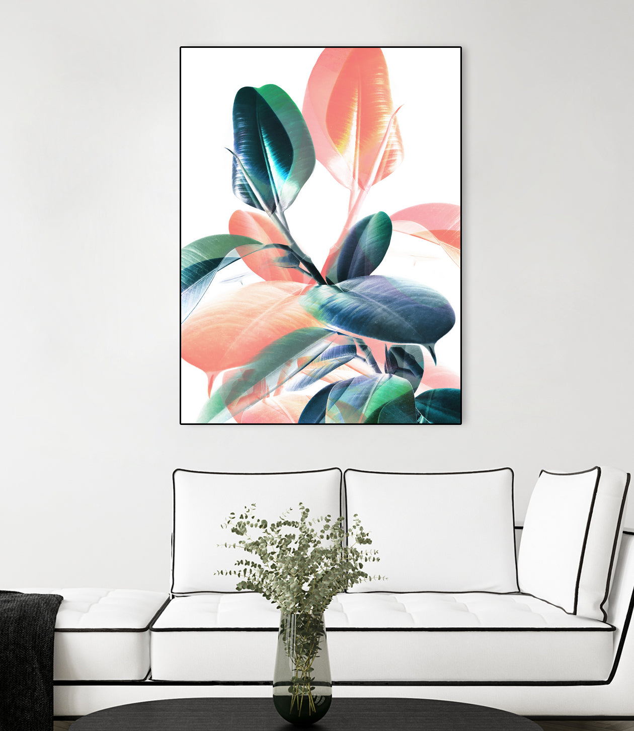 Foliage in Love - Teal & Peach by Dominique Van Roey on GIANT ART - white photo manipulation