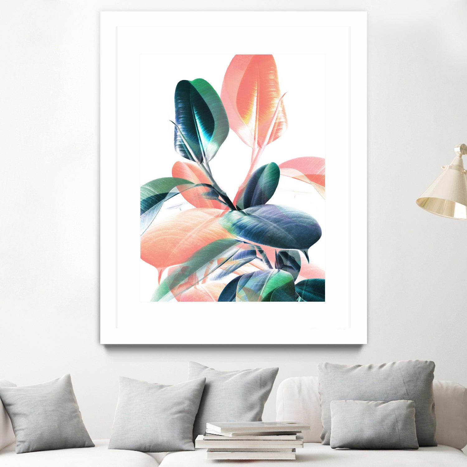 Foliage in Love - Teal & Peach by Dominique Van Roey on GIANT ART - white photo manipulation