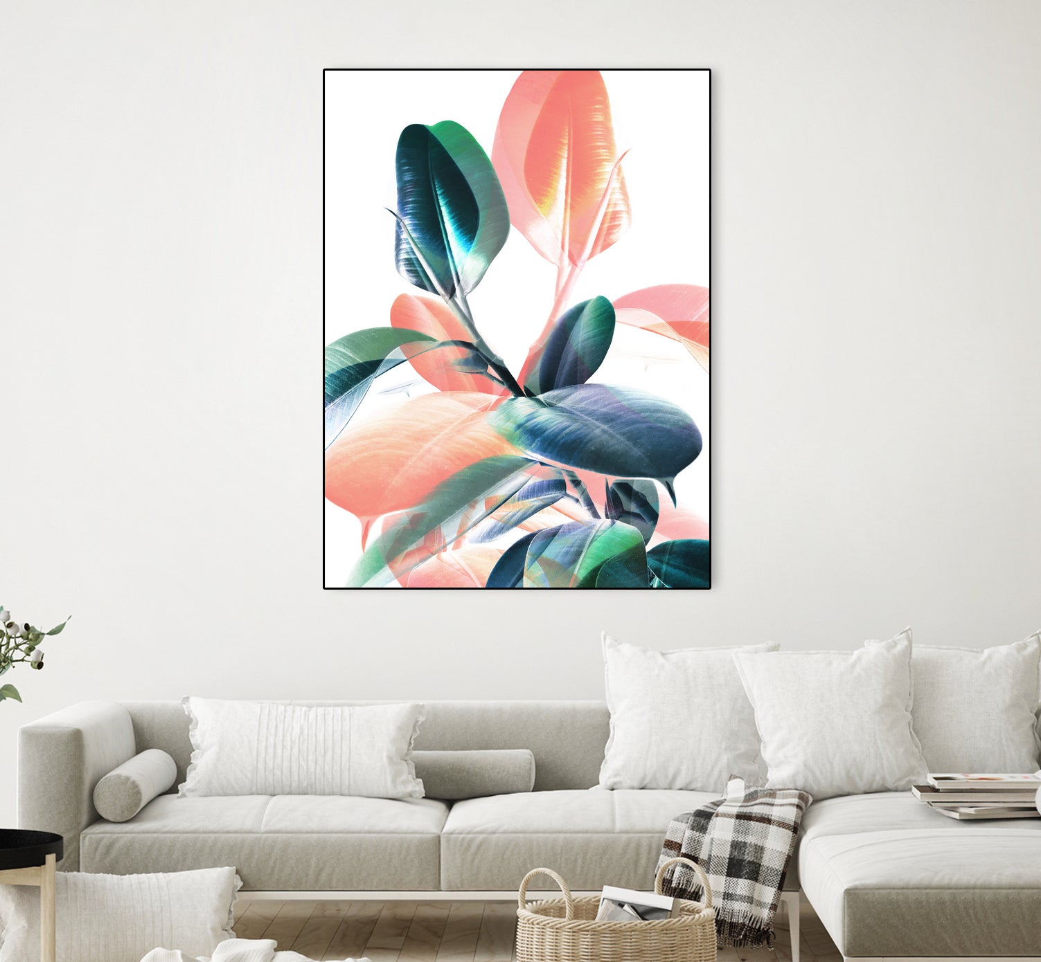 Foliage in Love - Teal & Peach by Dominique Van Roey on GIANT ART - white photo manipulation