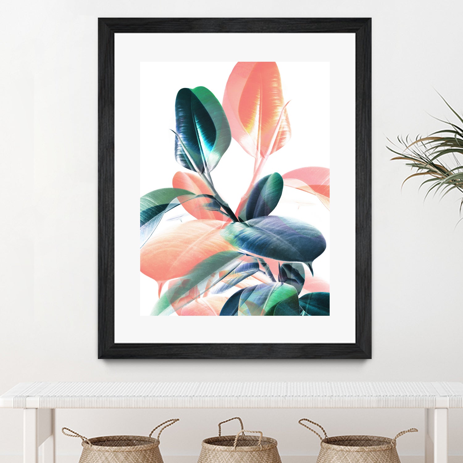 Foliage in Love - Teal & Peach by Dominique Van Roey on GIANT ART - white photo manipulation