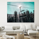 Chair Lift with Dark Blue and Teal Winter Sky by RJ Byrd on GIANT ART - blue photo illustration