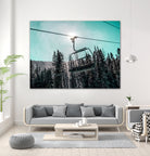 Chair Lift with Dark Blue and Teal Winter Sky by RJ Byrd on GIANT ART - blue photo illustration