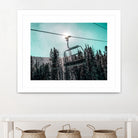 Chair Lift with Dark Blue and Teal Winter Sky by RJ Byrd on GIANT ART - blue photo illustration