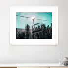 Chair Lift with Dark Blue and Teal Winter Sky by RJ Byrd on GIANT ART - blue photo illustration