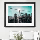 Chair Lift with Dark Blue and Teal Winter Sky by RJ Byrd on GIANT ART - blue photo illustration