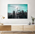 Chair Lift with Dark Blue and Teal Winter Sky by RJ Byrd on GIANT ART - blue photo illustration