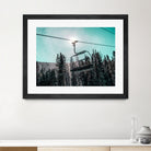 Chair Lift with Dark Blue and Teal Winter Sky by RJ Byrd on GIANT ART - blue photo illustration