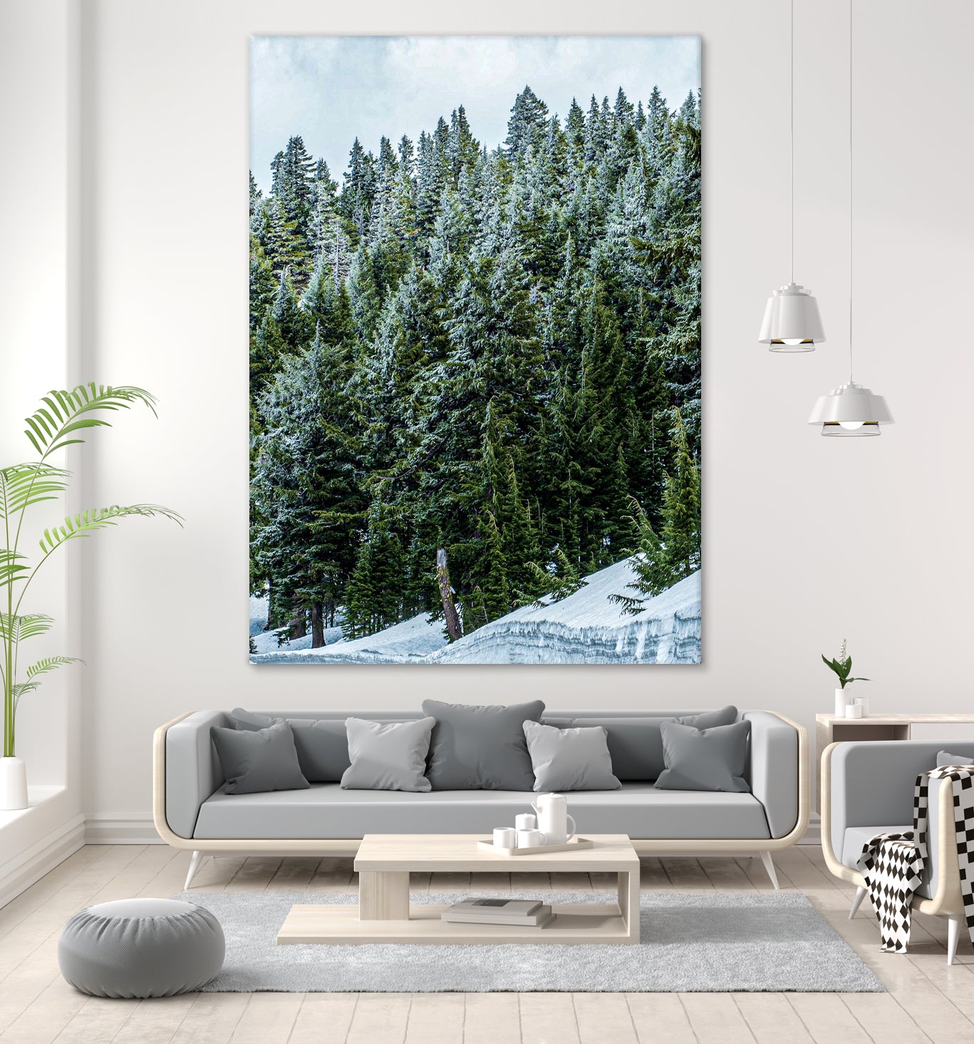 Pine Tree Forest Blue and Green Dense Forest by RJ Byrd on GIANT ART - green photo illustration