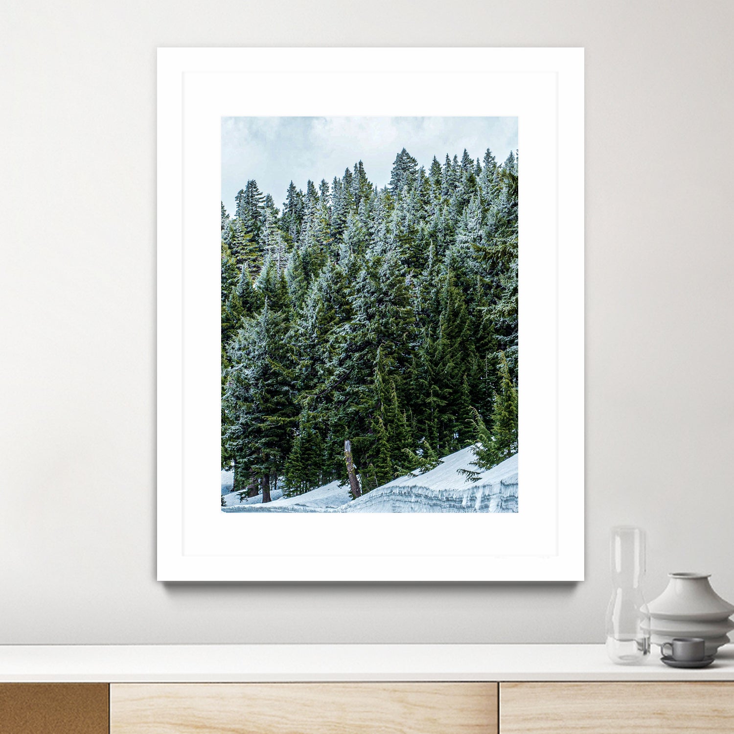 Pine Tree Forest Blue and Green Dense Forest by RJ Byrd on GIANT ART - green photo illustration