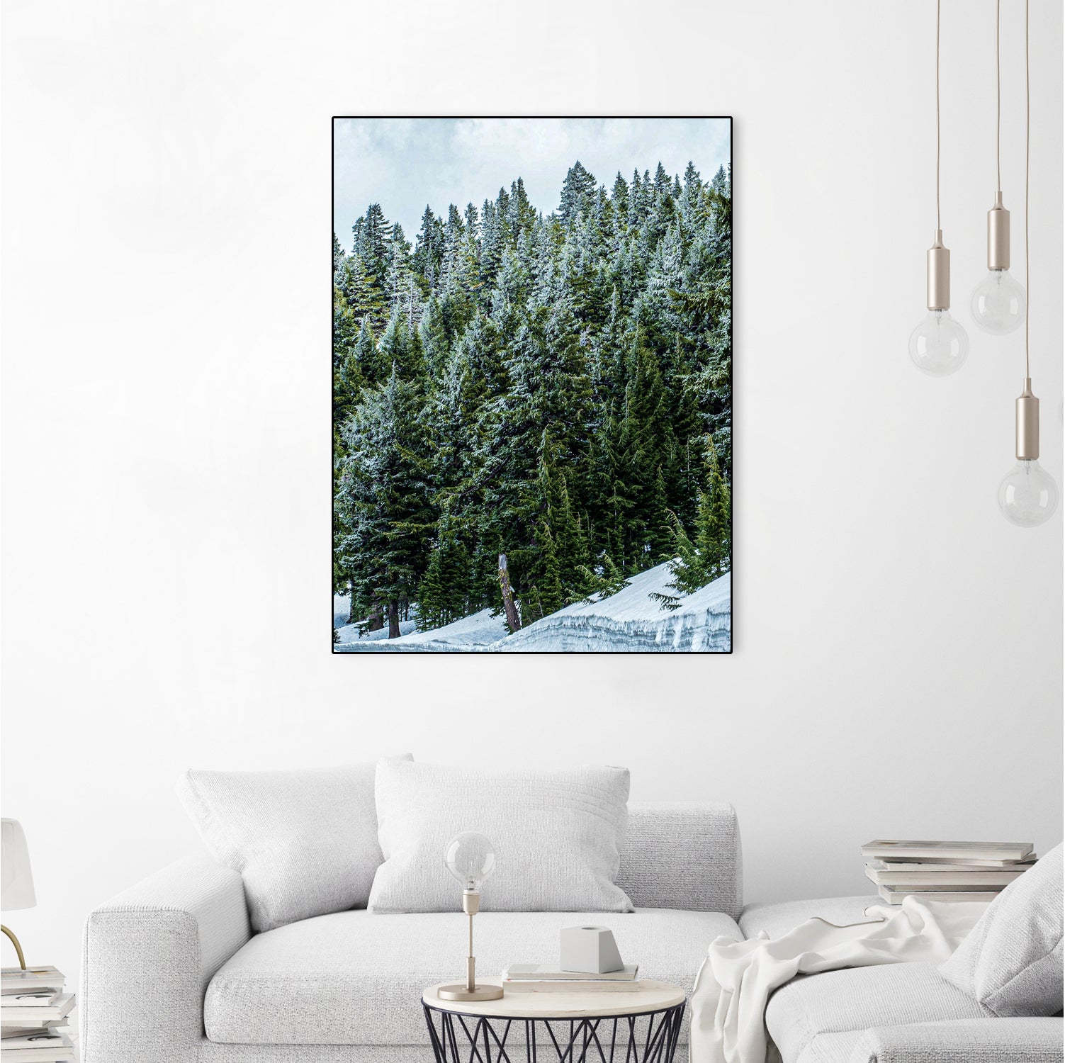 Pine Tree Forest Blue and Green Dense Forest by RJ Byrd on GIANT ART - green photo illustration