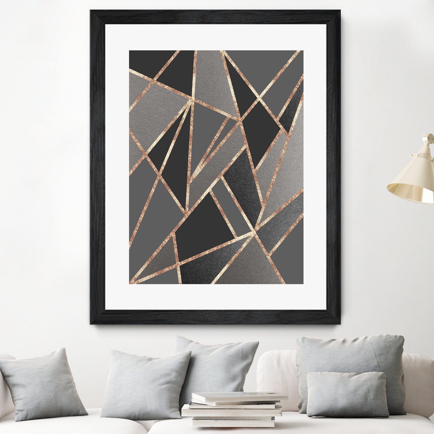 Classic Silver Gray Charcoal Rose Gold Geo #1 #geometric by Anita & Bella Jantz on GIANT ART - gray digital drawing