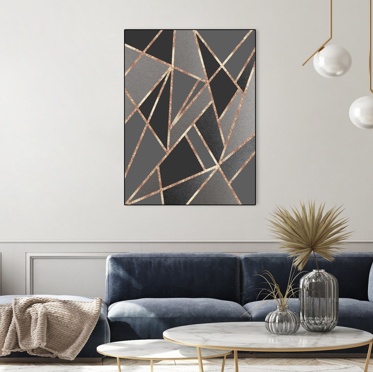 Classic Silver Gray Charcoal Rose Gold Geo #1 #geometric by Anita & Bella Jantz on GIANT ART - gray digital drawing