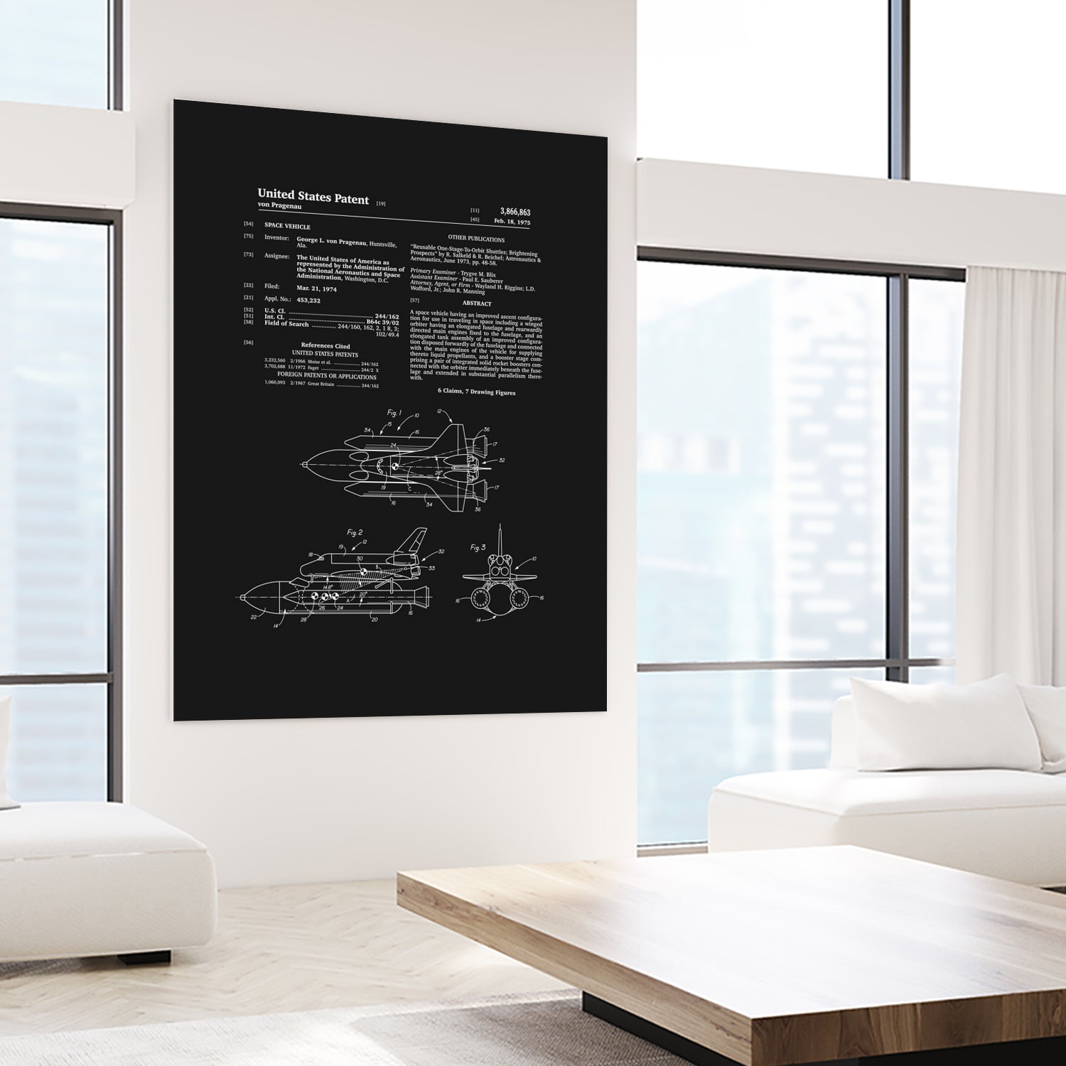 Space Shuttle Patent - Black by Finlay McNevin on GIANT ART - black typography