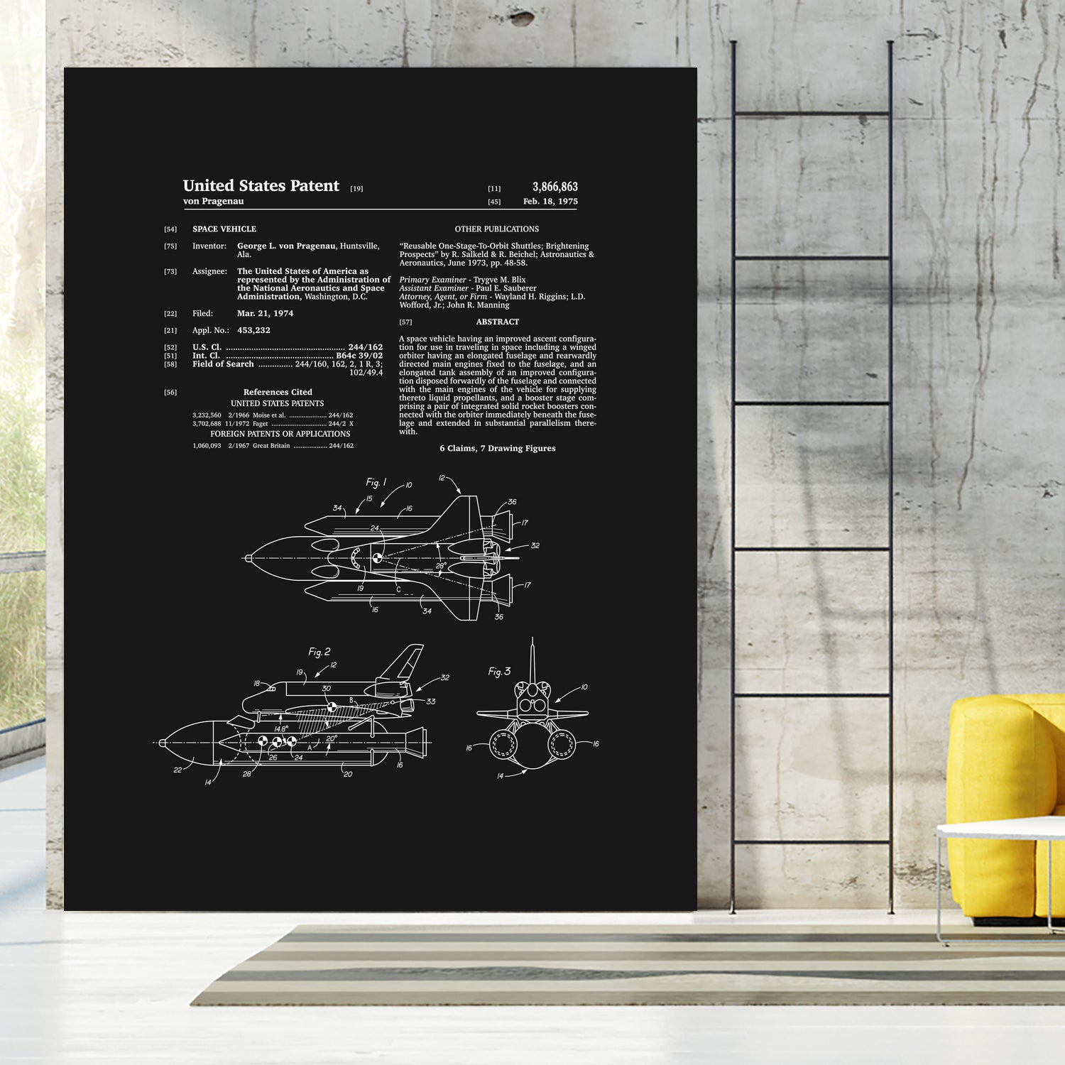 Space Shuttle Patent - Black by Finlay McNevin on GIANT ART - black typography