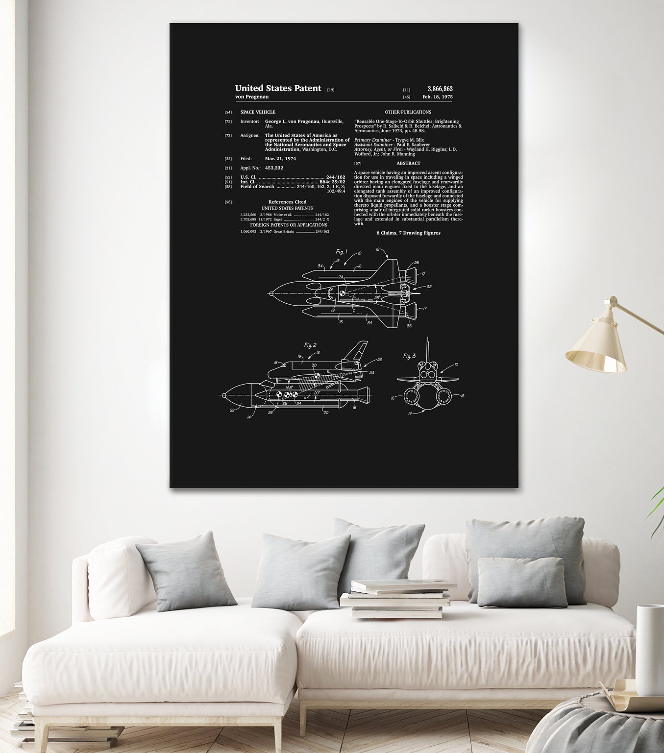 Space Shuttle Patent - Black by Finlay McNevin on GIANT ART - black typography