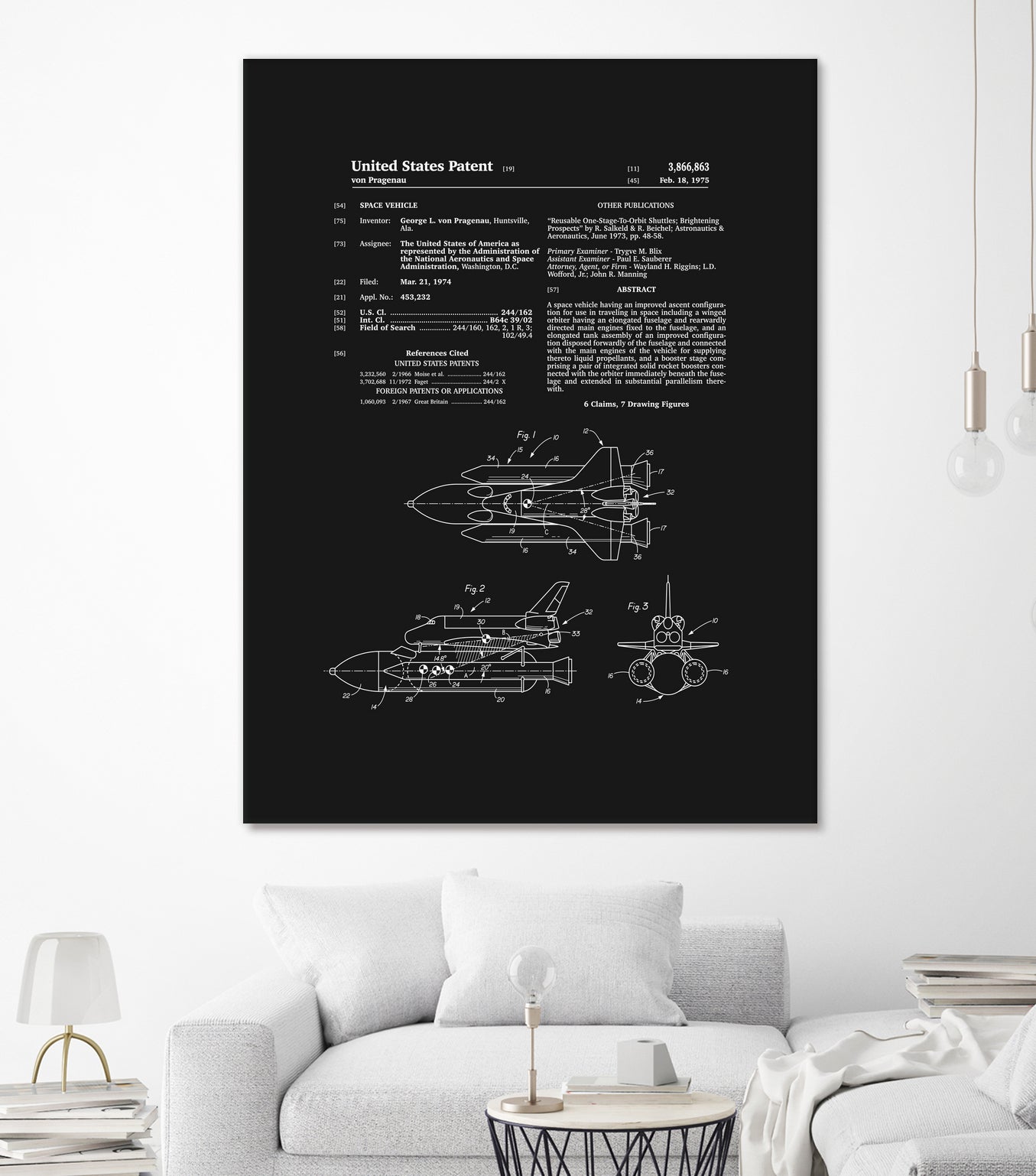 Space Shuttle Patent - Black by Finlay McNevin on GIANT ART - black typography