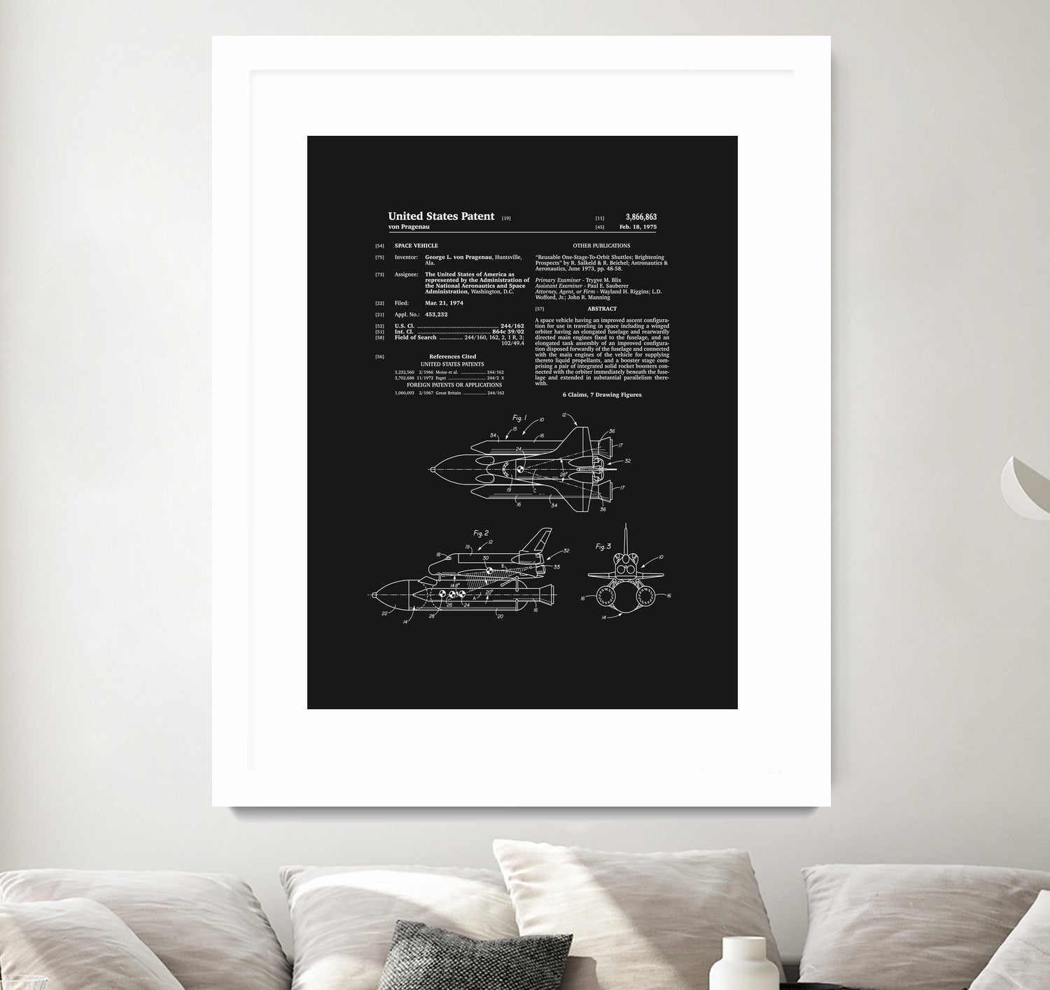 Space Shuttle Patent - Black by Finlay McNevin on GIANT ART - black typography