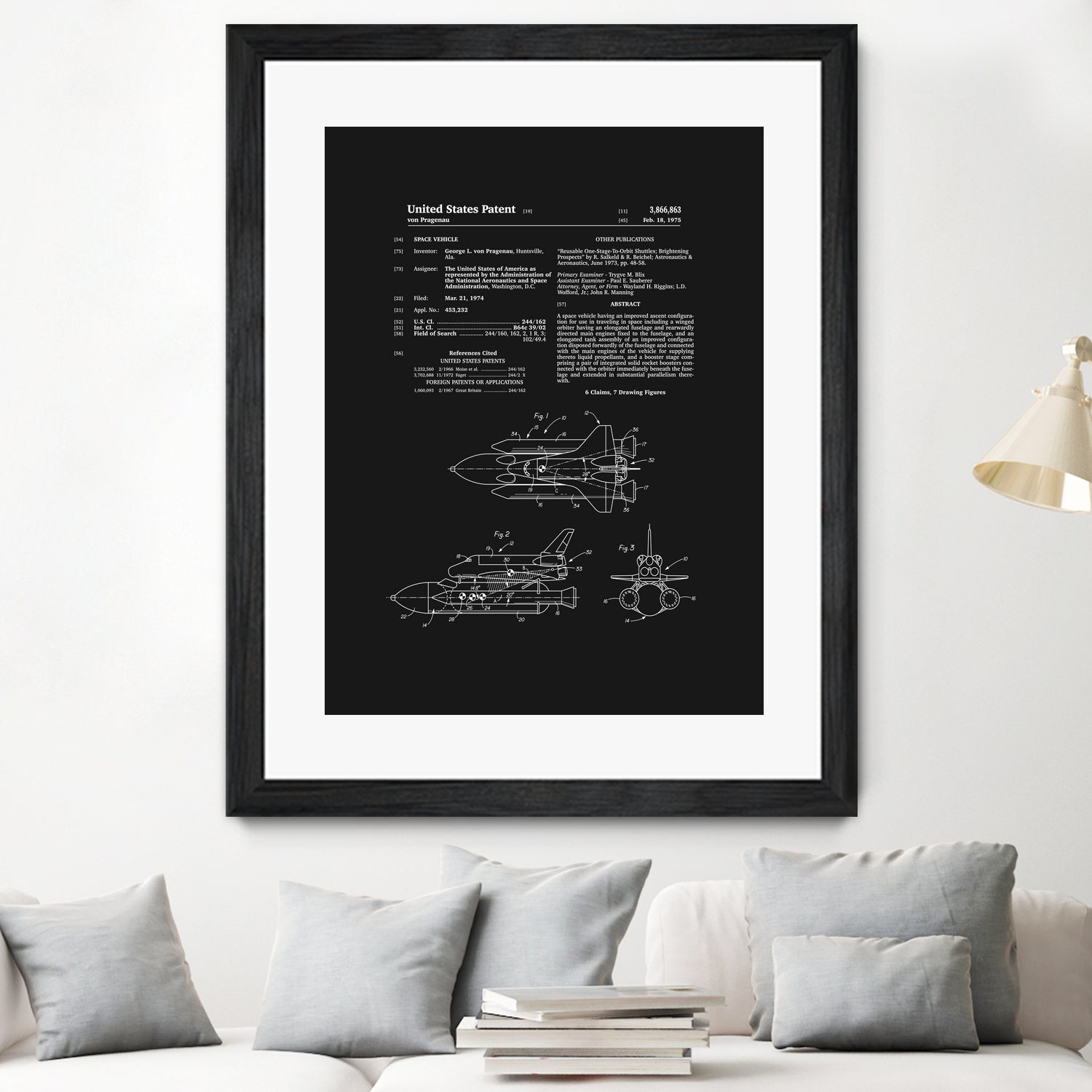 Space Shuttle Patent - Black by Finlay McNevin on GIANT ART - black typography