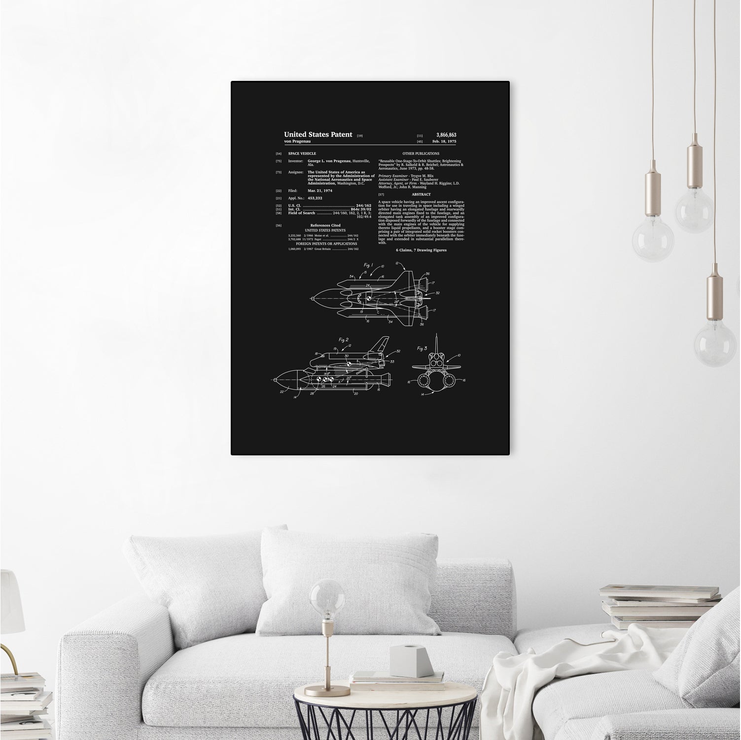 Space Shuttle Patent - Black by Finlay McNevin on GIANT ART - black typography