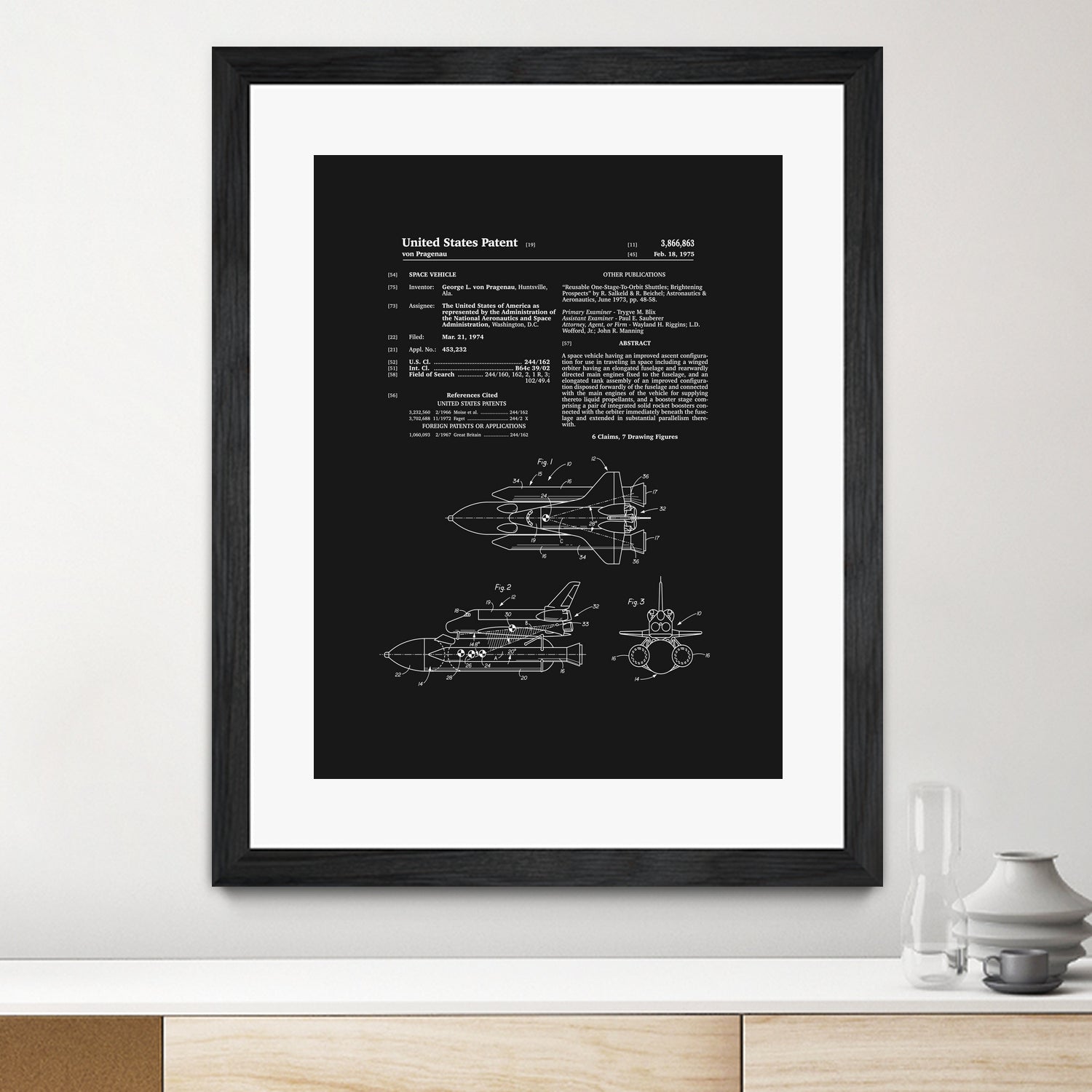 Space Shuttle Patent - Black by Finlay McNevin on GIANT ART - black typography