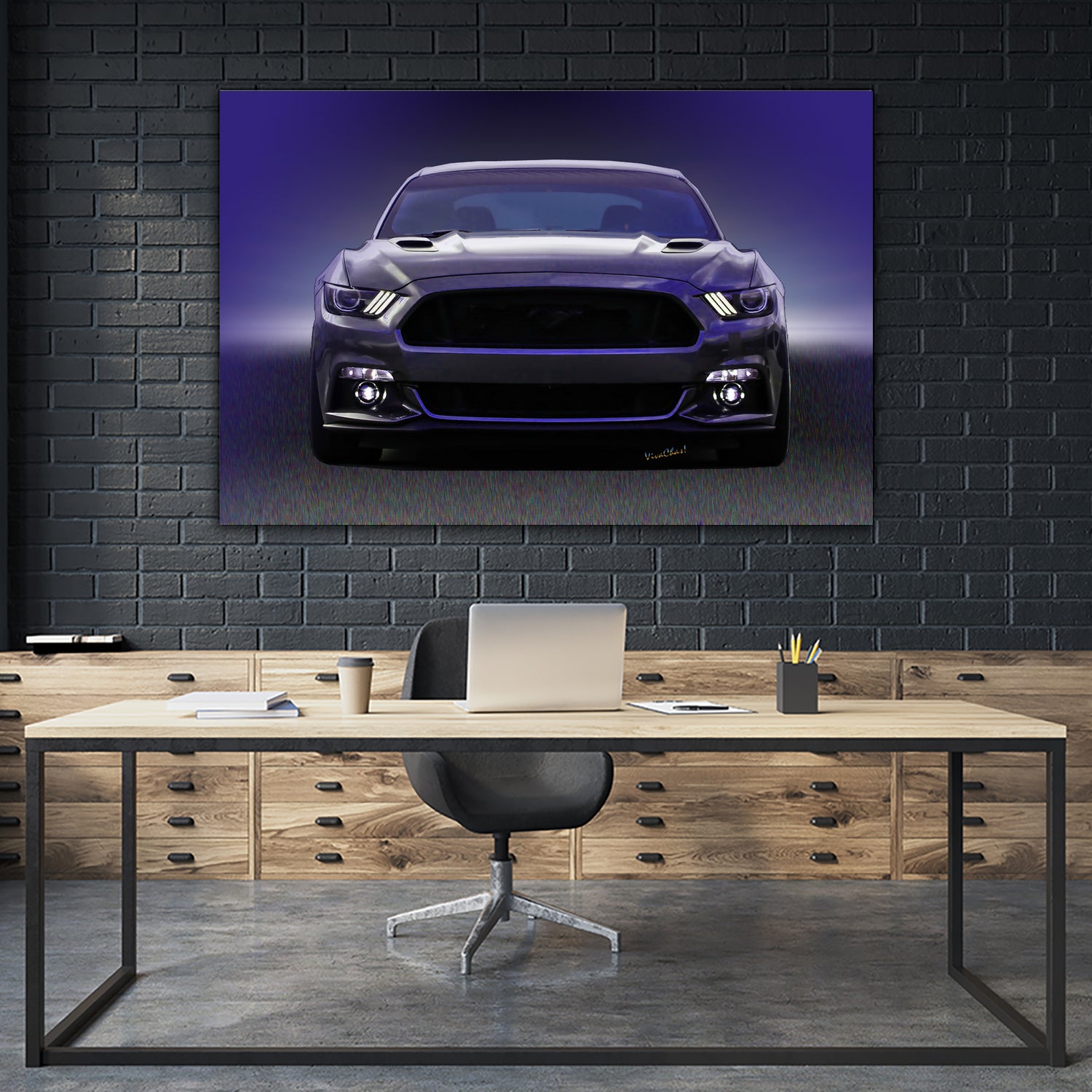 Sixth Generation Mustang Full Frontal by charles sinklier on GIANT ART - black digital painting