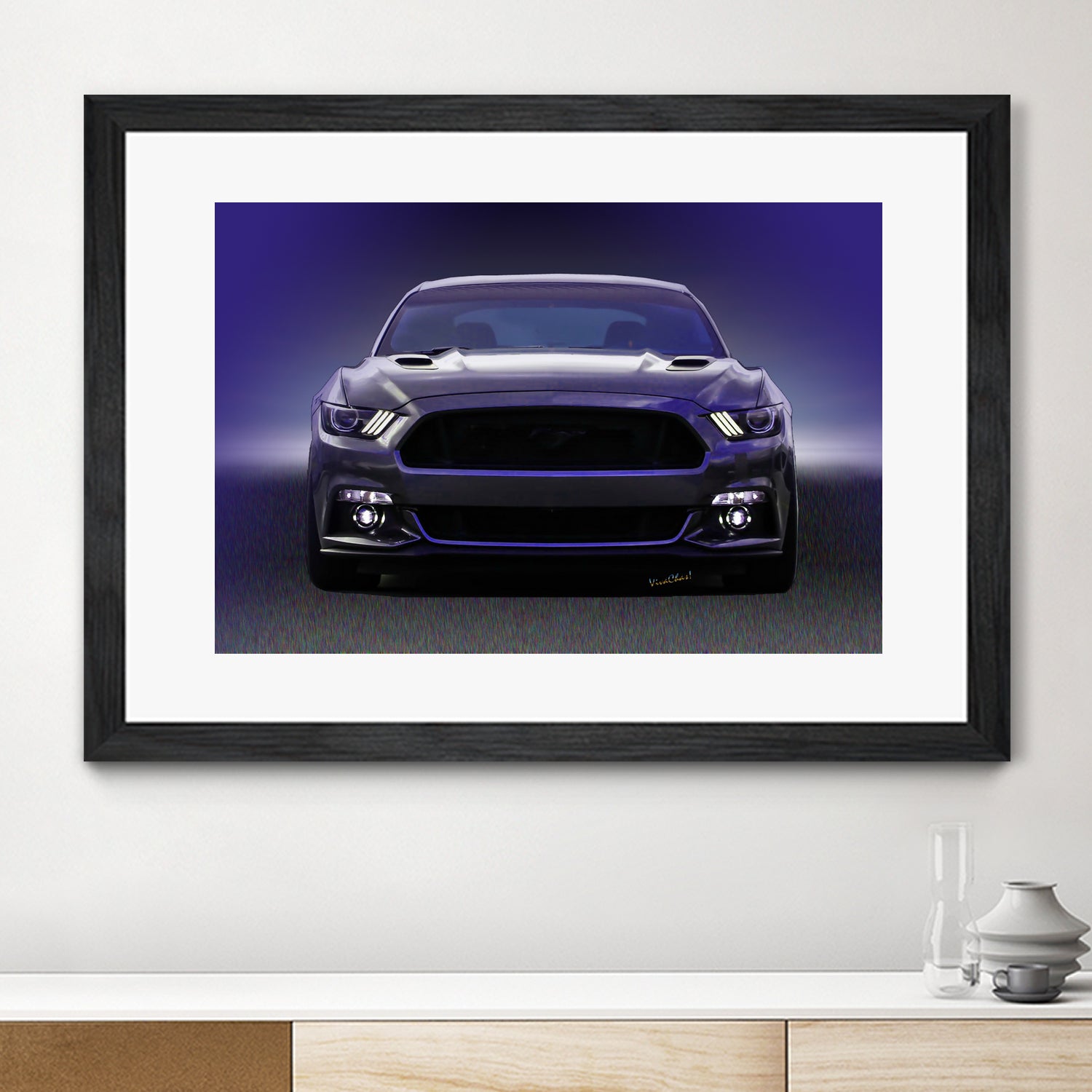 Sixth Generation Mustang Full Frontal by charles sinklier on GIANT ART - black digital painting