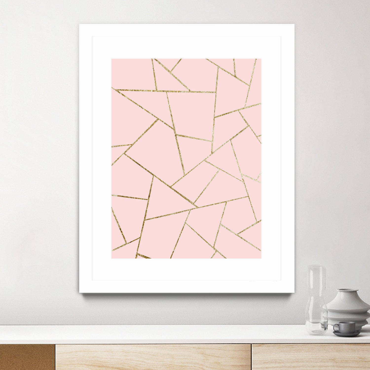 Blush Pink Gold Geometric Glam #1 #geo #decor #art by Anita & Bella Jantz on GIANT ART - pink digital drawing