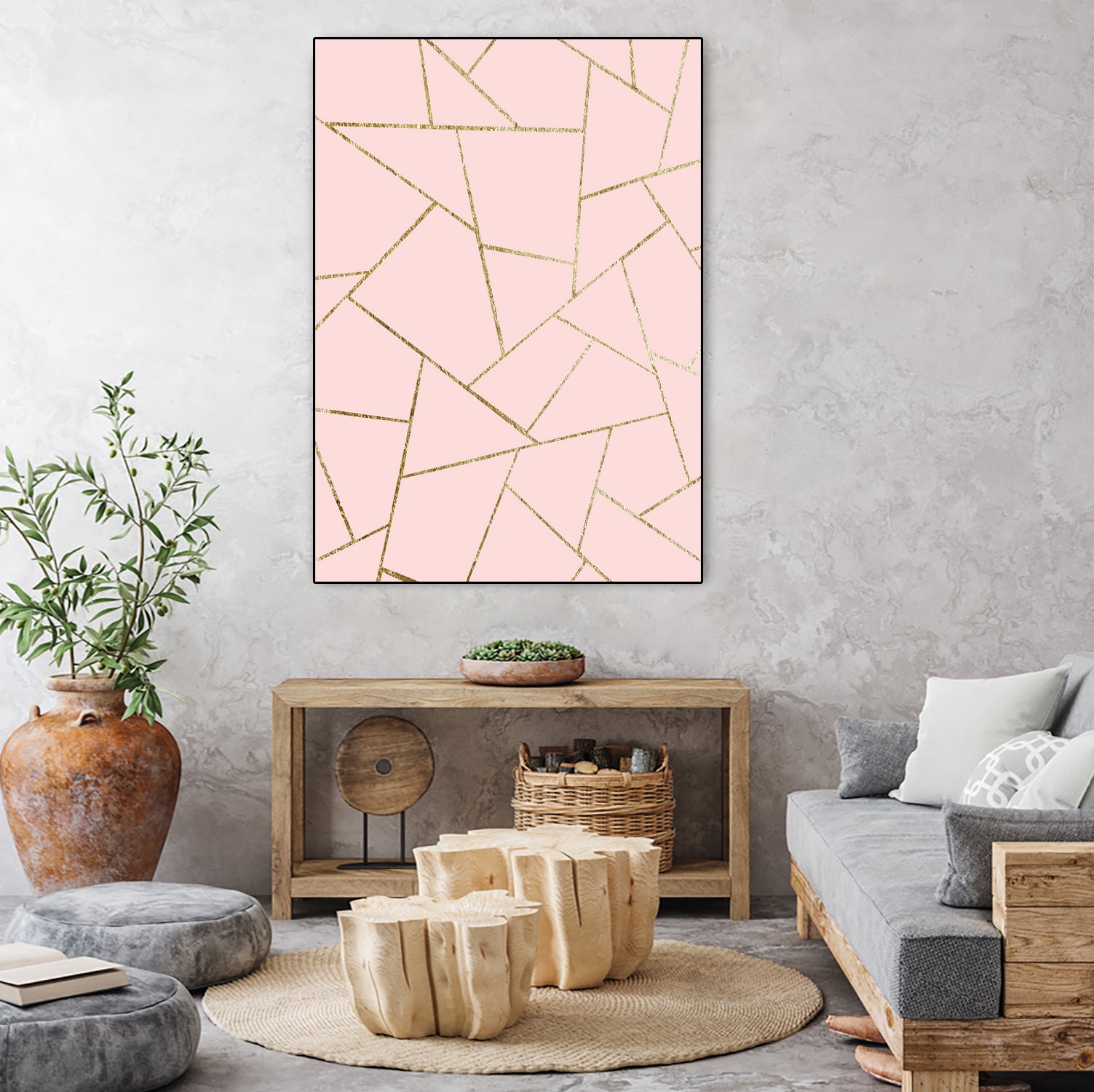 Blush Pink Gold Geometric Glam #1 #geo #decor #art by Anita & Bella Jantz on GIANT ART - pink digital drawing