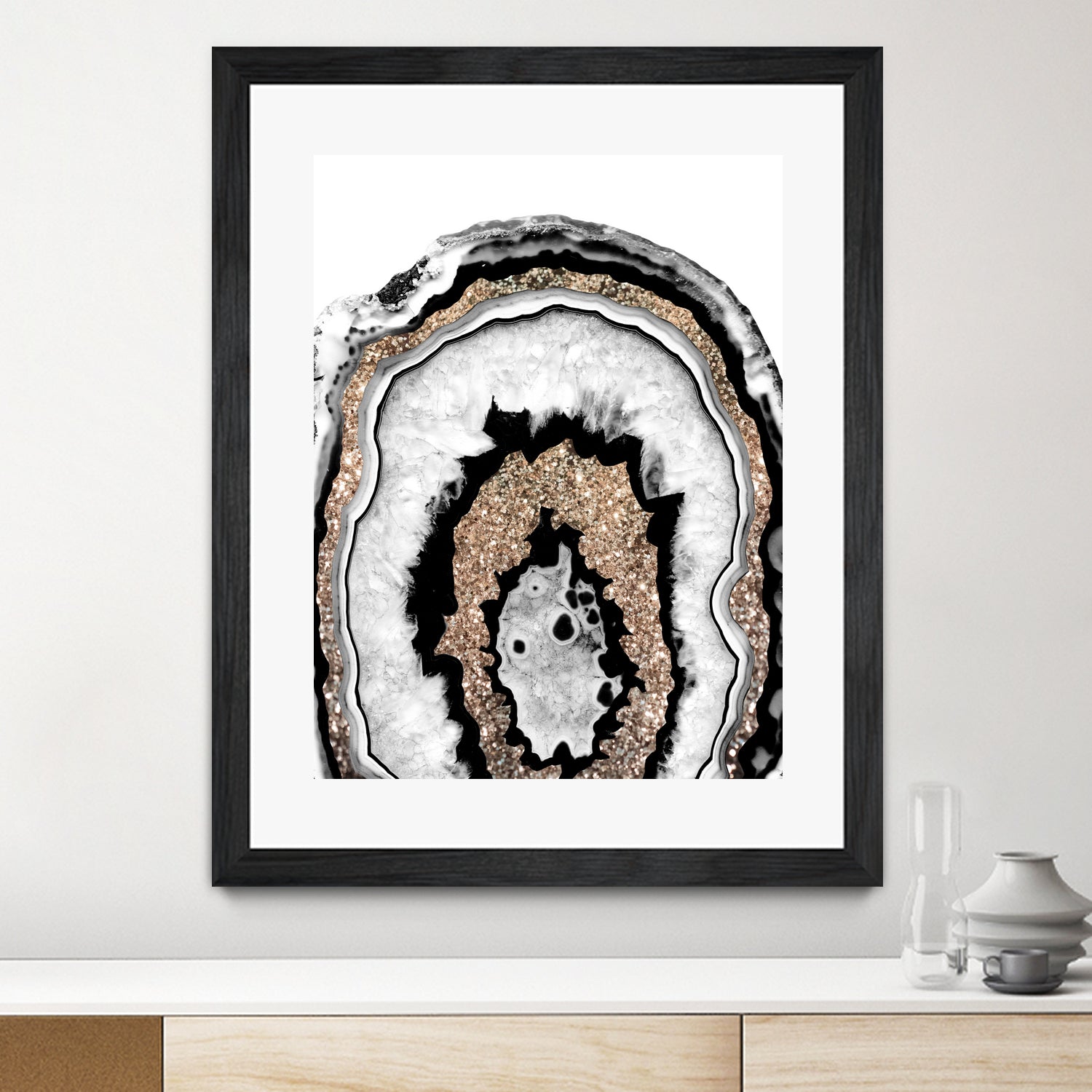 Gray Black White Agate with Gold Glitter #1a #gem #decor by Anita & Bella Jantz on GIANT ART - gray photo illustration