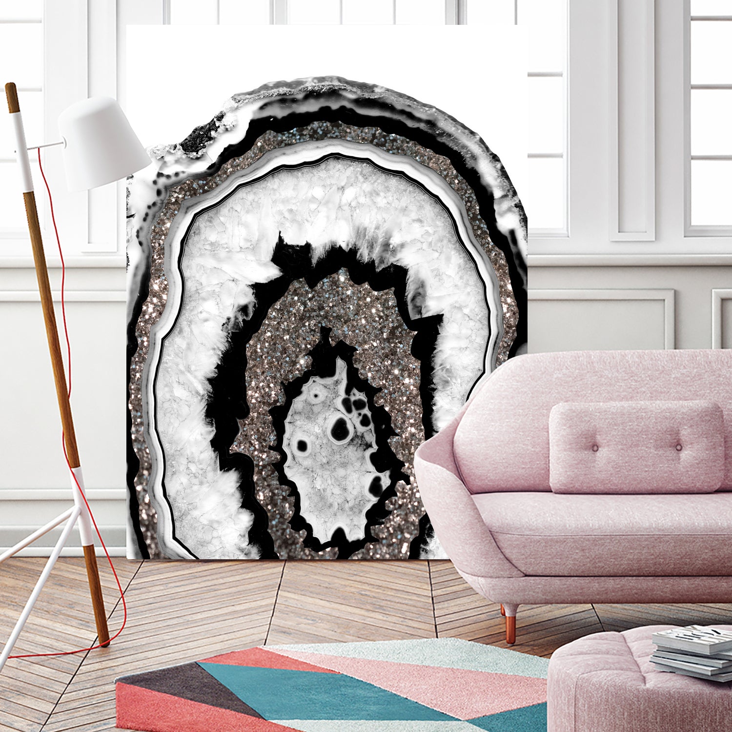 Gray Black White Agate with Silver Glitter #1a #gem #decor by Anita & Bella Jantz on GIANT ART - gray photo illustration