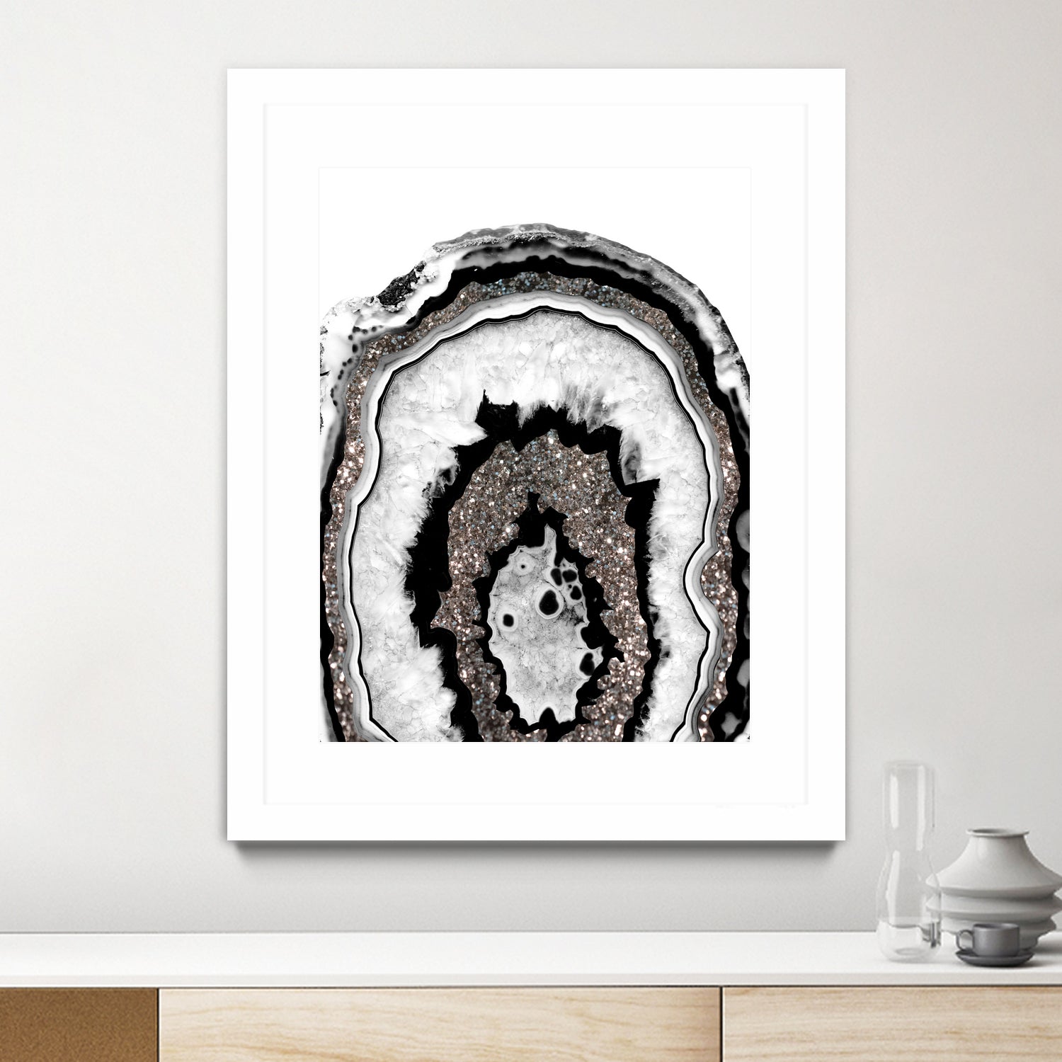 Gray Black White Agate with Silver Glitter #1a #gem #decor by Anita & Bella Jantz on GIANT ART - gray photo illustration