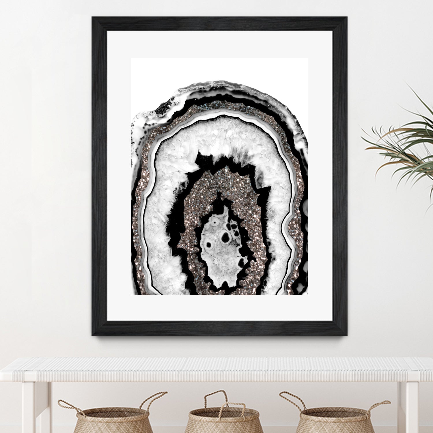 Gray Black White Agate with Silver Glitter #1a #gem #decor by Anita & Bella Jantz on GIANT ART - gray photo illustration