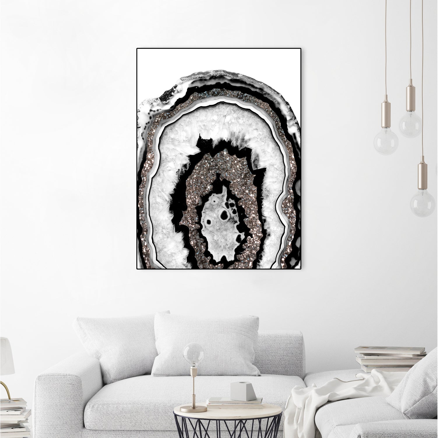 Gray Black White Agate with Silver Glitter #1a #gem #decor by Anita & Bella Jantz on GIANT ART - gray photo illustration