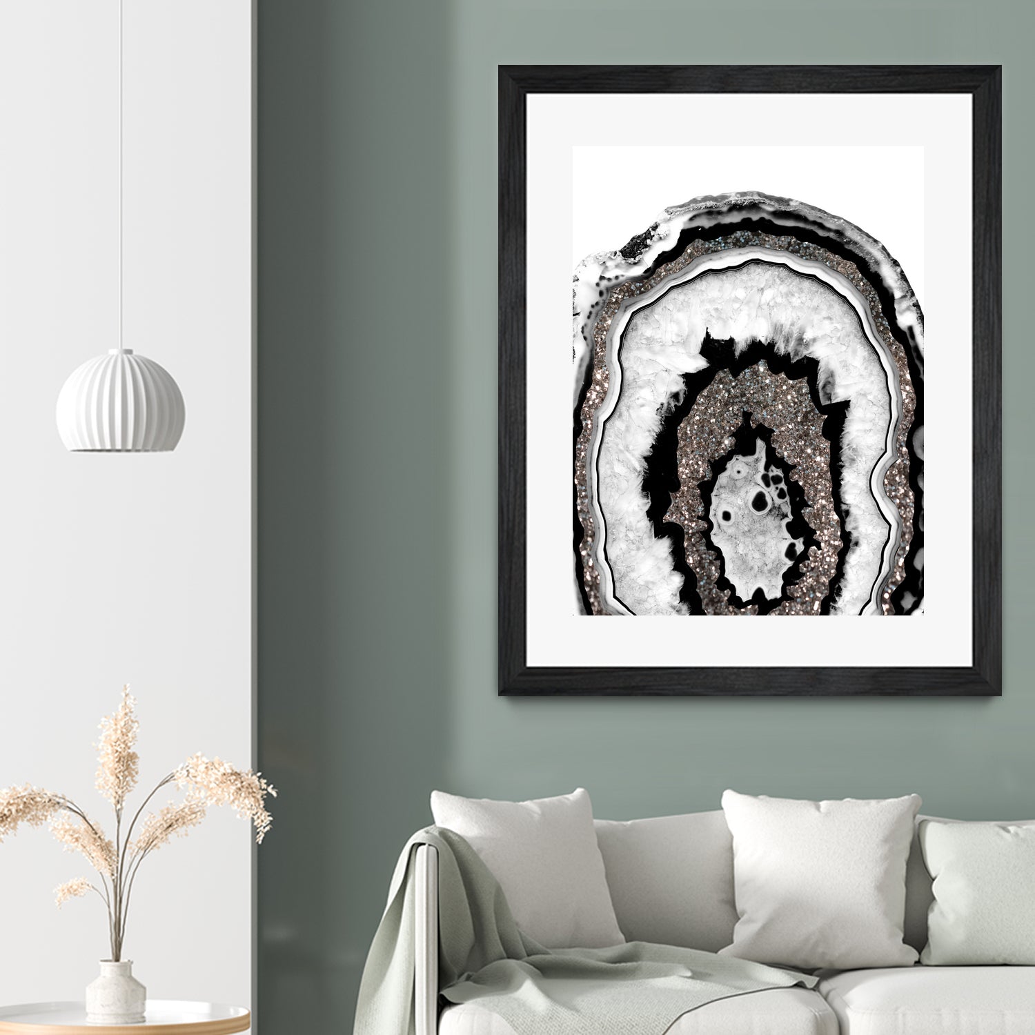 Gray Black White Agate with Silver Glitter #1a #gem #decor by Anita & Bella Jantz on GIANT ART - gray photo illustration