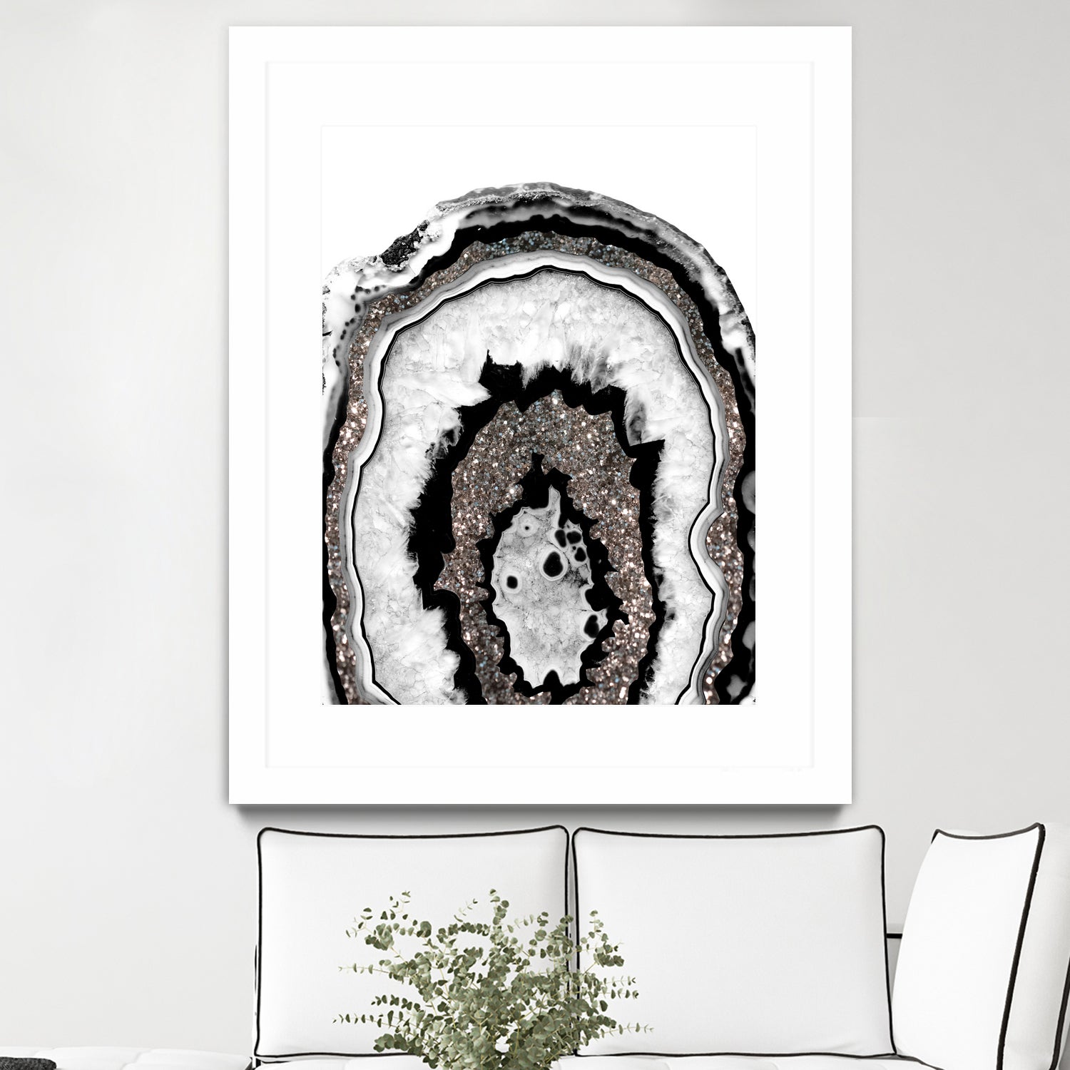 Gray Black White Agate with Silver Glitter #1a #gem #decor by Anita & Bella Jantz on GIANT ART - gray photo illustration