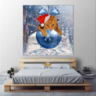 Christmas Cat and Snow by Erika Kaisersot on GIANT ART - blue photo illustration