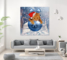 Christmas Cat and Snow by Erika Kaisersot on GIANT ART - blue photo illustration