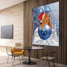 Christmas Cat and Snow by Erika Kaisersot on GIANT ART - blue photo illustration