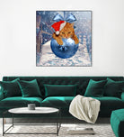 Christmas Cat and Snow by Erika Kaisersot on GIANT ART - blue photo illustration