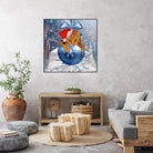 Christmas Cat and Snow by Erika Kaisersot on GIANT ART - blue photo illustration