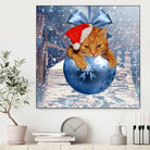 Christmas Cat and Snow by Erika Kaisersot on GIANT ART - blue photo illustration