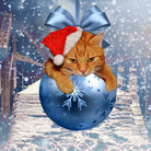 Christmas Cat and Snow by Erika Kaisersot on GIANT ART - blue photo illustration