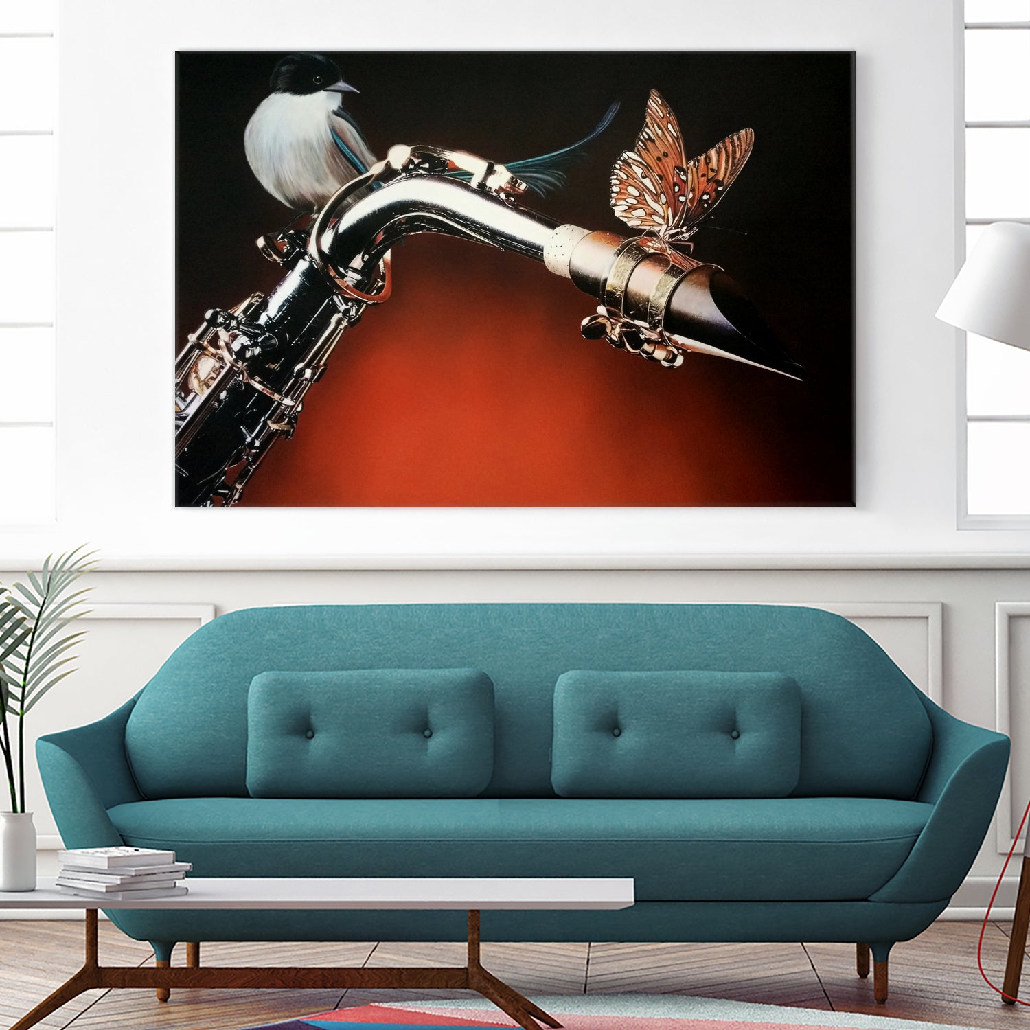 Flying Sax by João Bello on GIANT ART - red mixed media