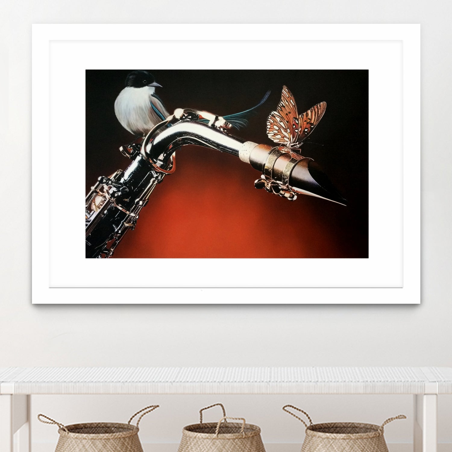 Flying Sax by João Bello on GIANT ART - red mixed media