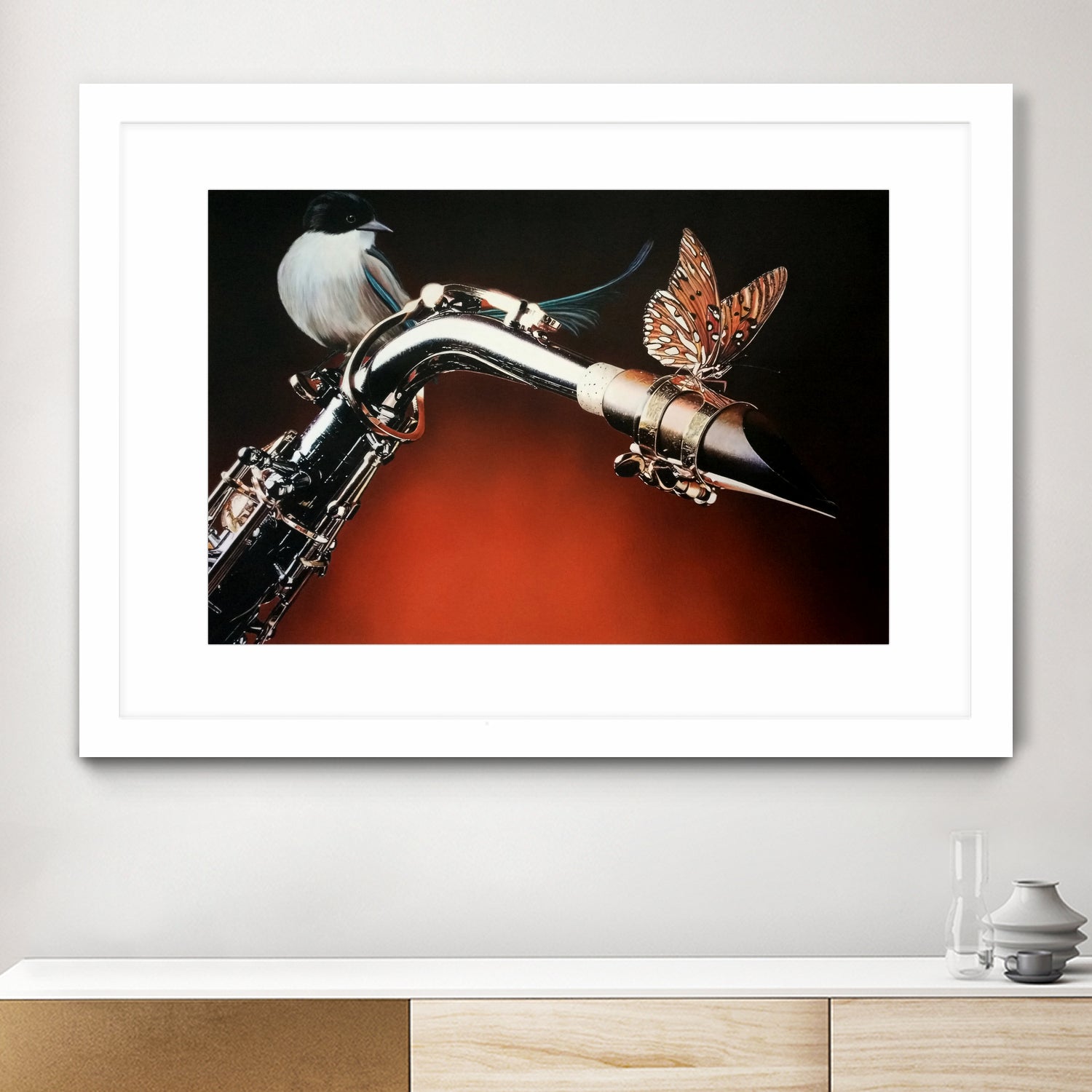 Flying Sax by João Bello on GIANT ART - red mixed media