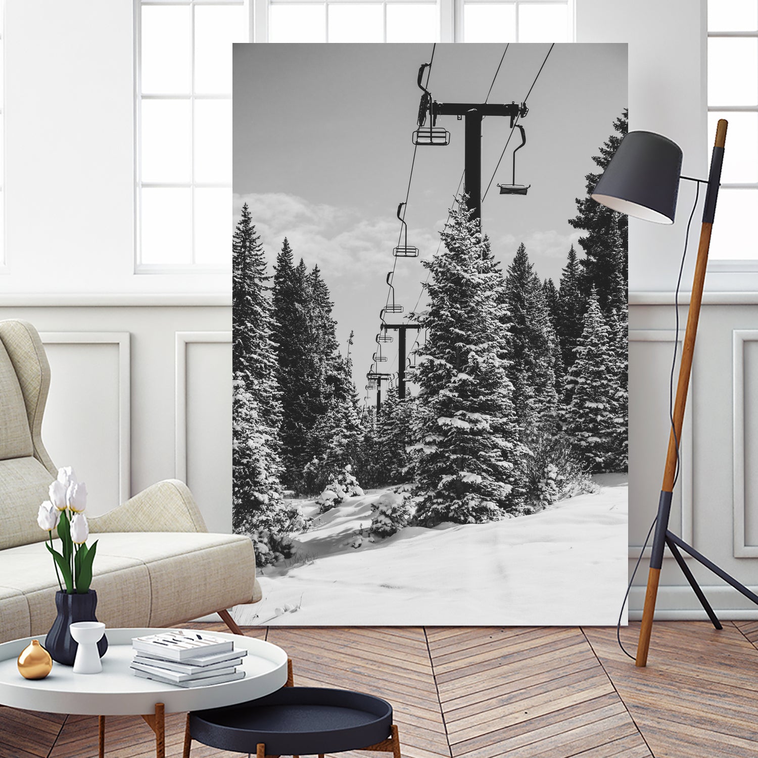 Chairlift to the Top by Alex Tonetti on GIANT ART - gray photo illustration