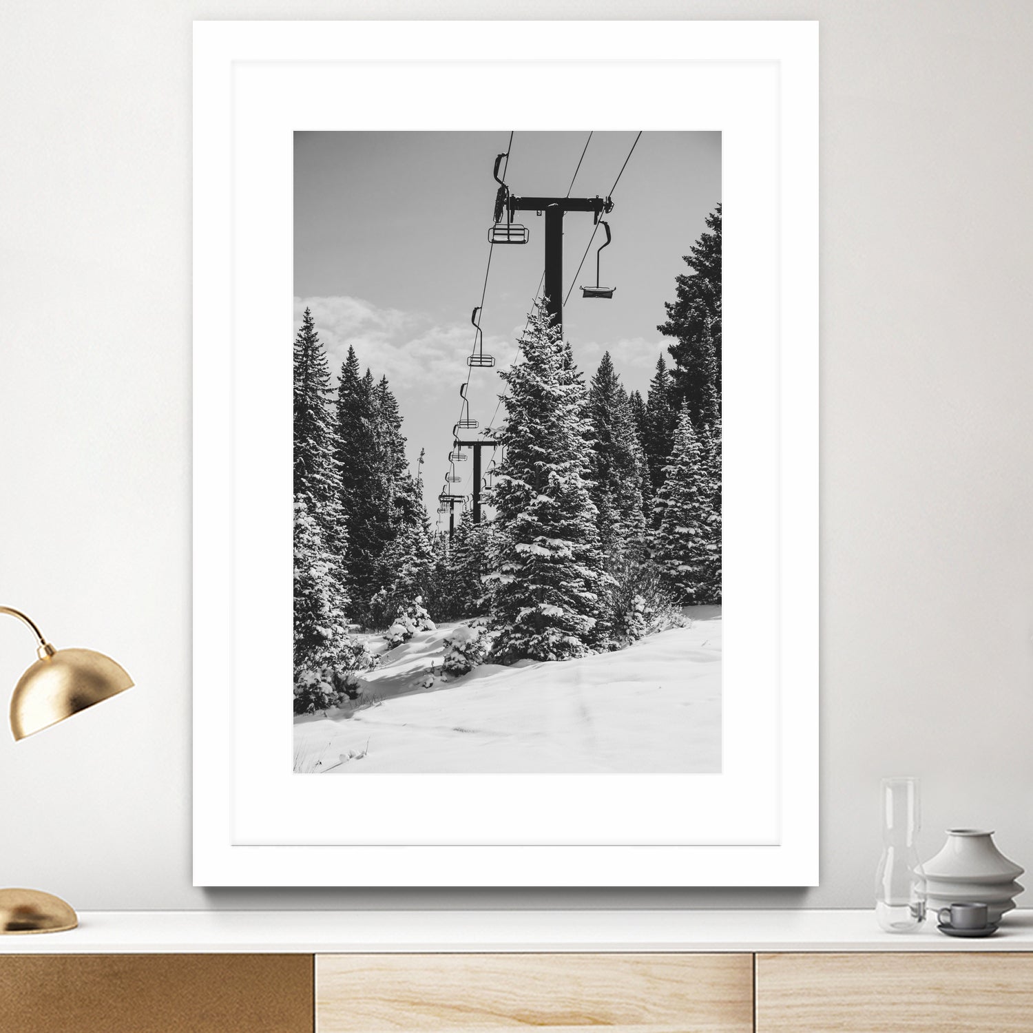 Chairlift to the Top by Alex Tonetti on GIANT ART - gray photo illustration