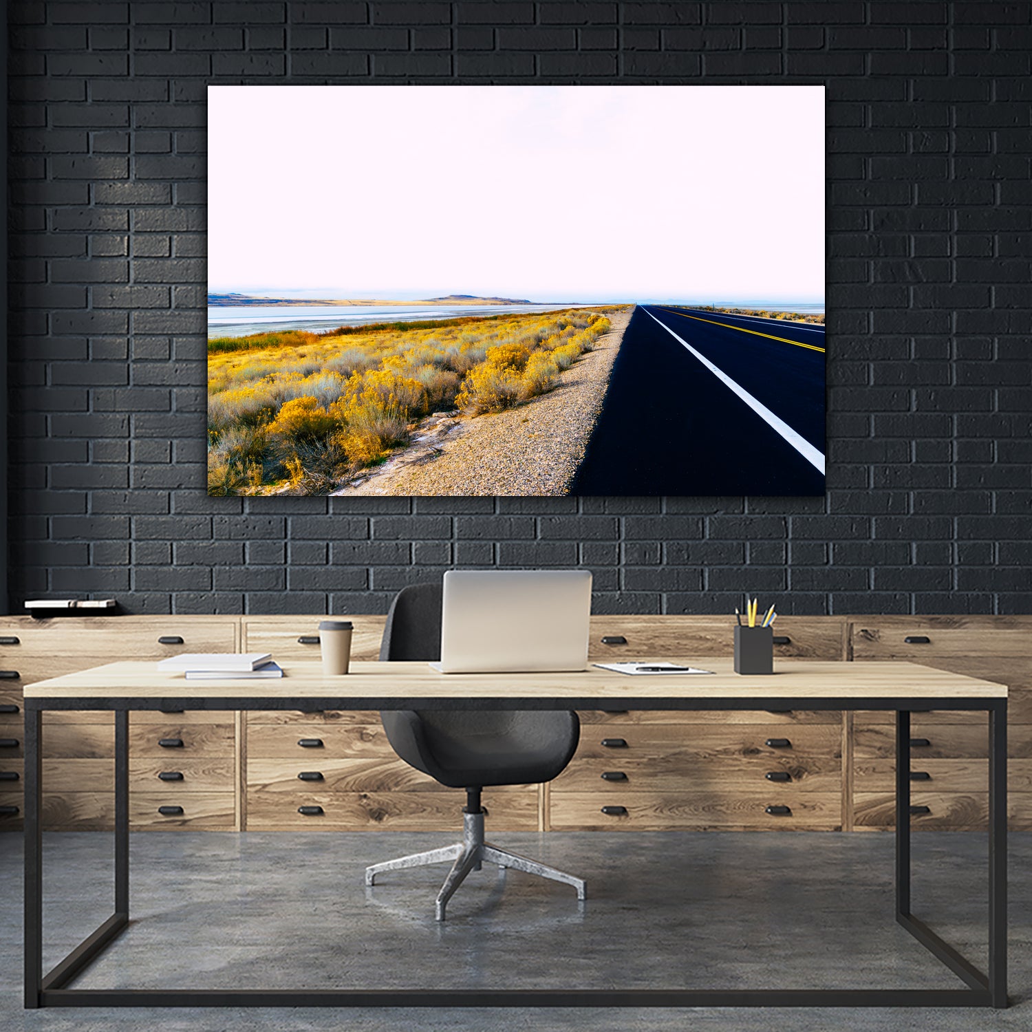 Along the Salt Flats by Alex Tonetti on GIANT ART - yellow photo illustration