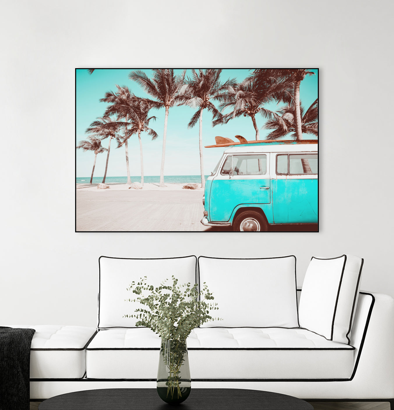 Retro Camper Van on the Beach by Rositsa Raicheva on GIANT ART - blue photo manipulation