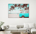 Retro Camper Van on the Beach by Rositsa Raicheva on GIANT ART - blue photo manipulation